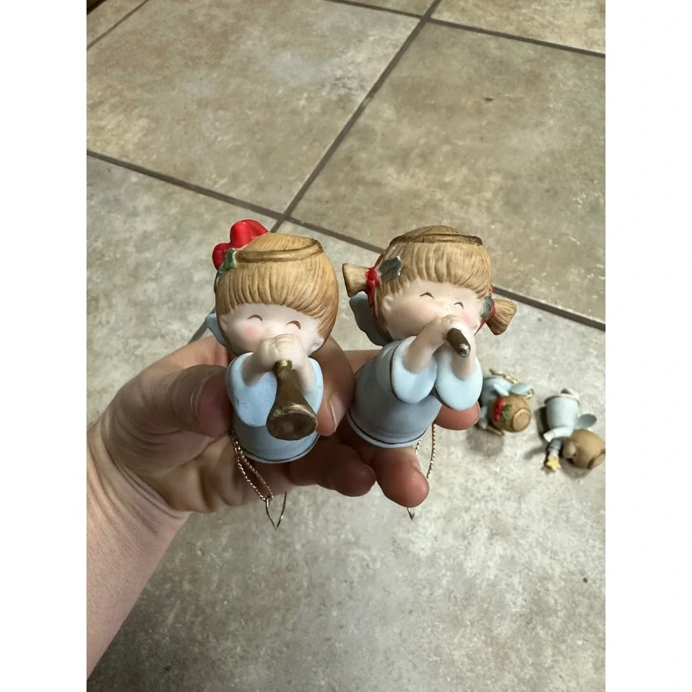 Gorham Angel Ornaments Vintage 1987 Porcelain Cherub Set 4pc